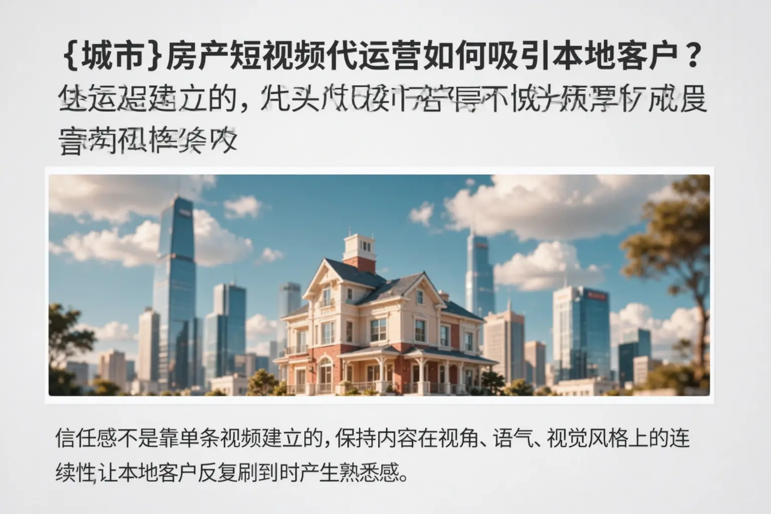 召陵房产短视频代运营如何吸引本地客户?